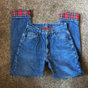Vintage L.L. Bean plaid lined jeans